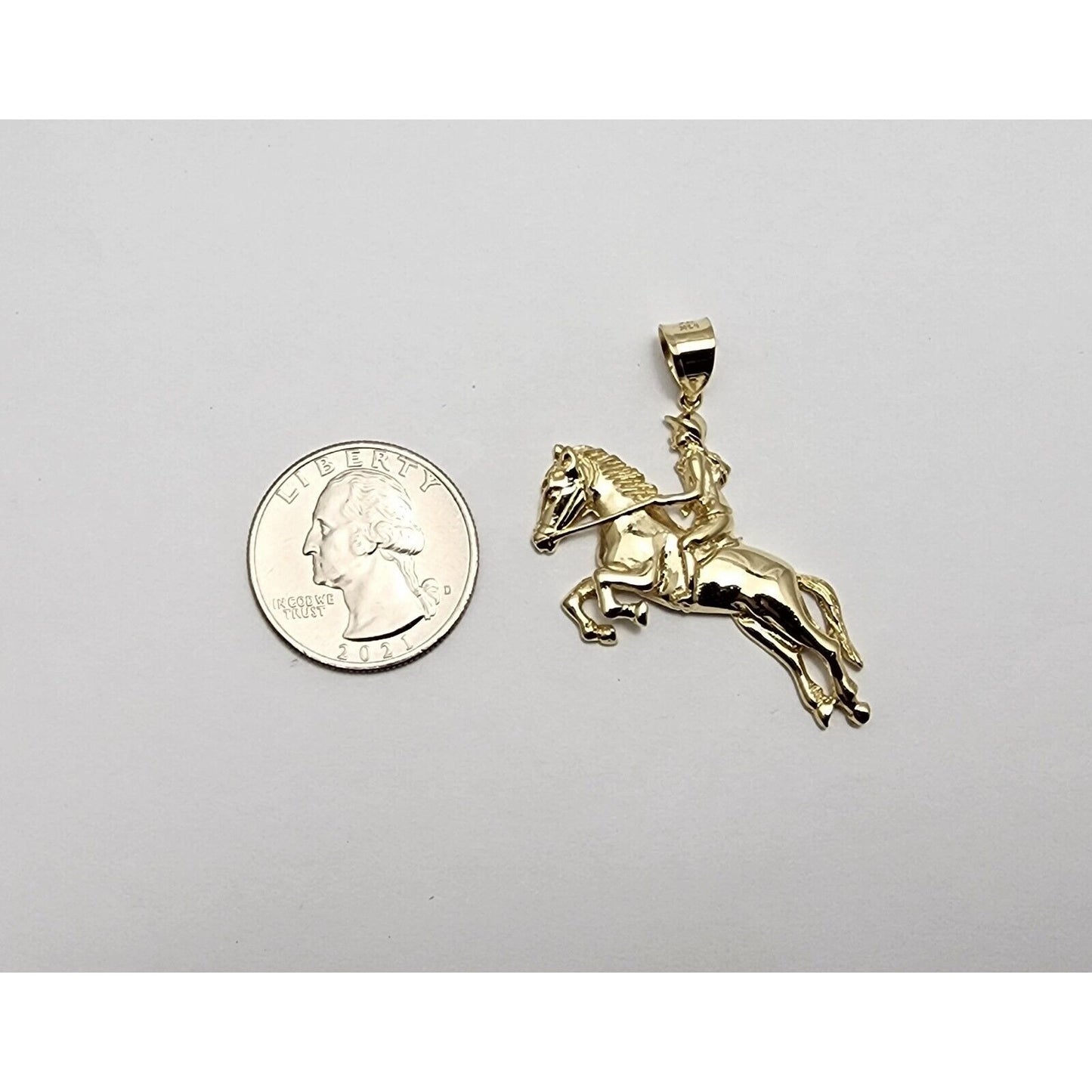 14K Yellow Gold Jockey on Horse Charm Pendant