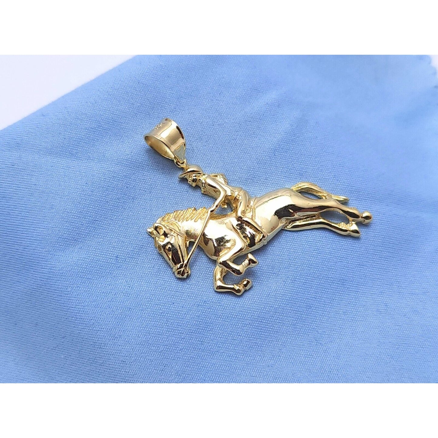 14K Yellow Gold Jockey on Horse Charm Pendant