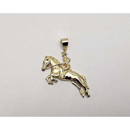 14K Yellow Gold Jockey on Horse Charm Pendant