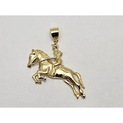 14K Yellow Gold Jockey on Horse Charm Pendant