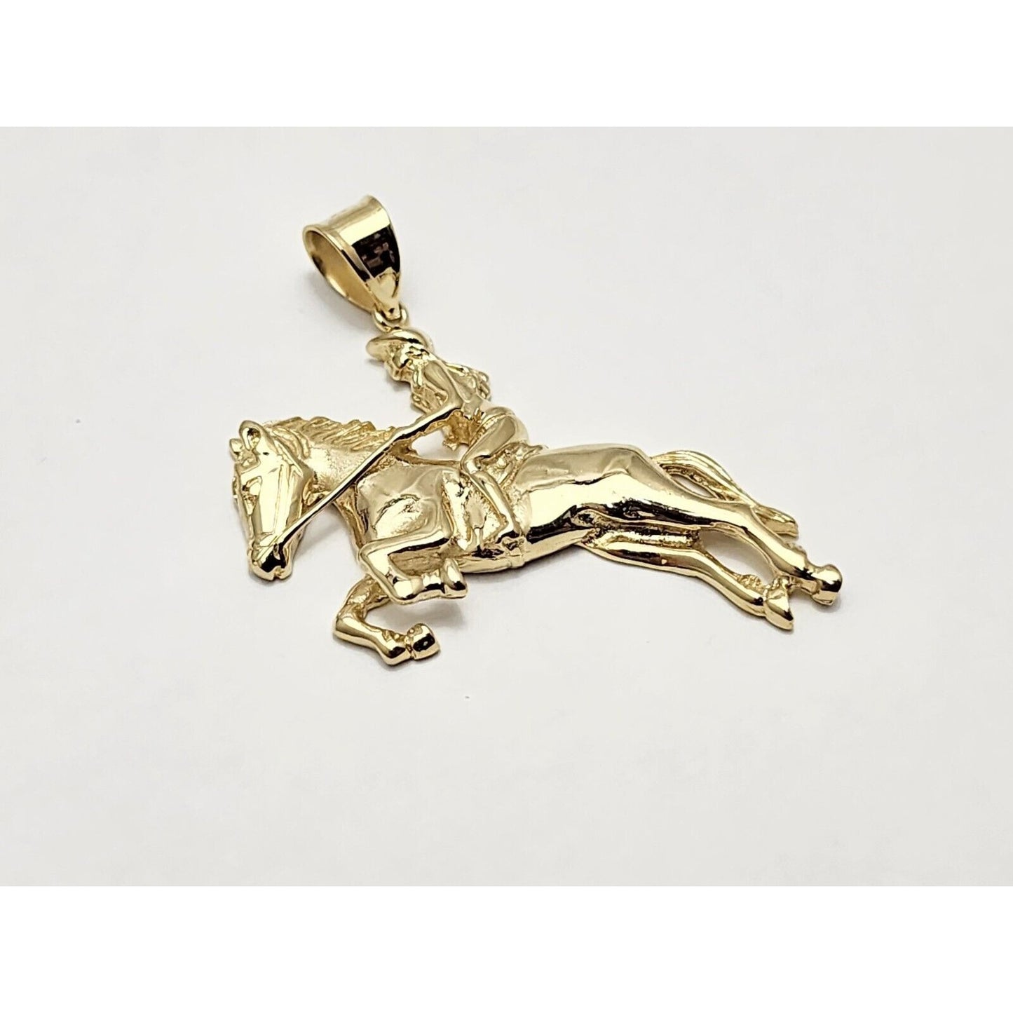 14K Yellow Gold Jockey on Horse Charm Pendant