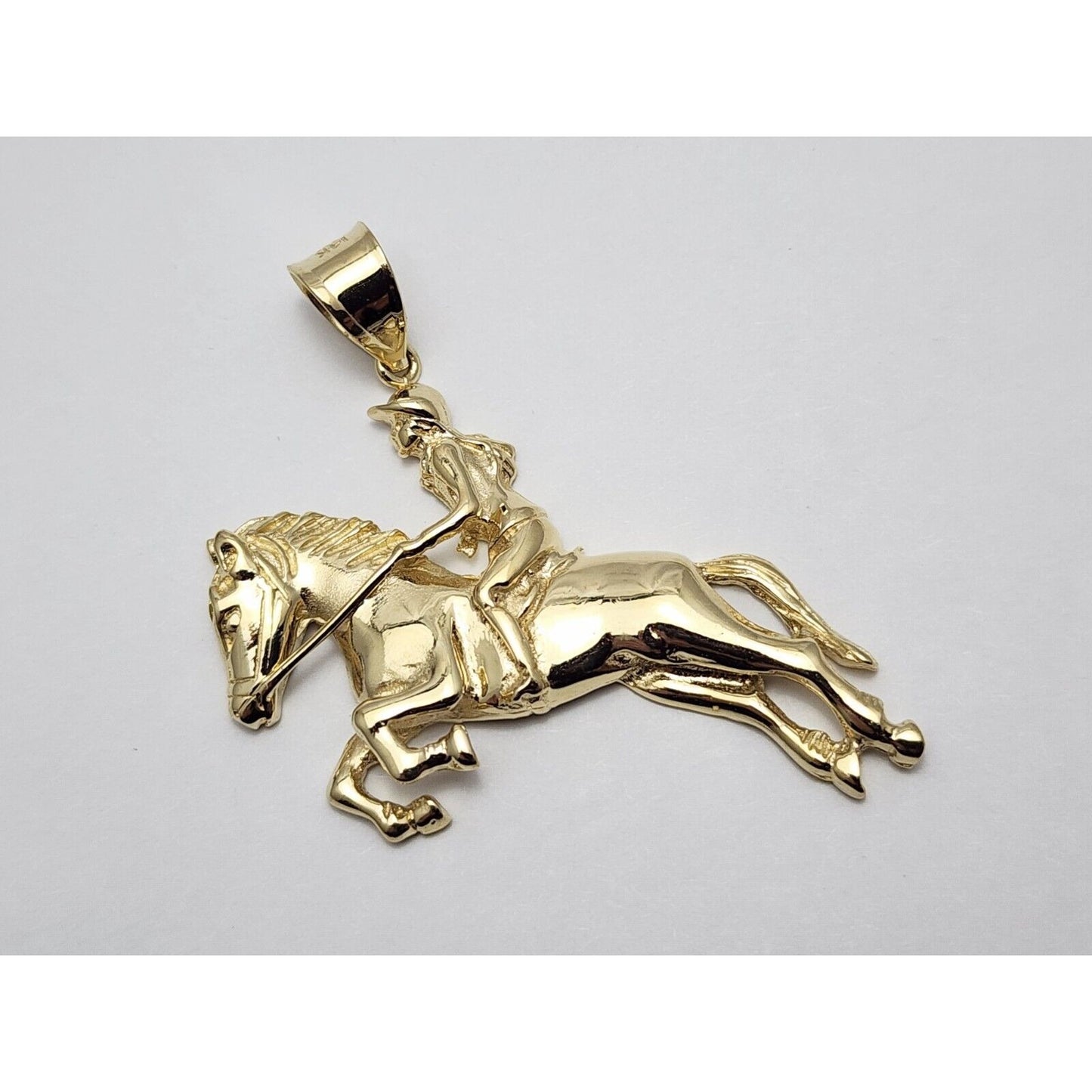 14K Yellow Gold Jockey on Horse Charm Pendant