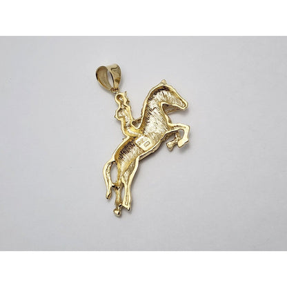 14K Yellow Gold Jockey on Horse Charm Pendant