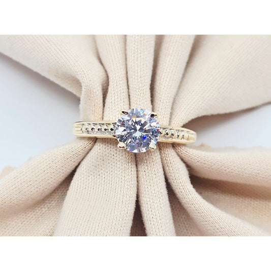 10K Yellow Gold Ladies CZ Engagement Ring