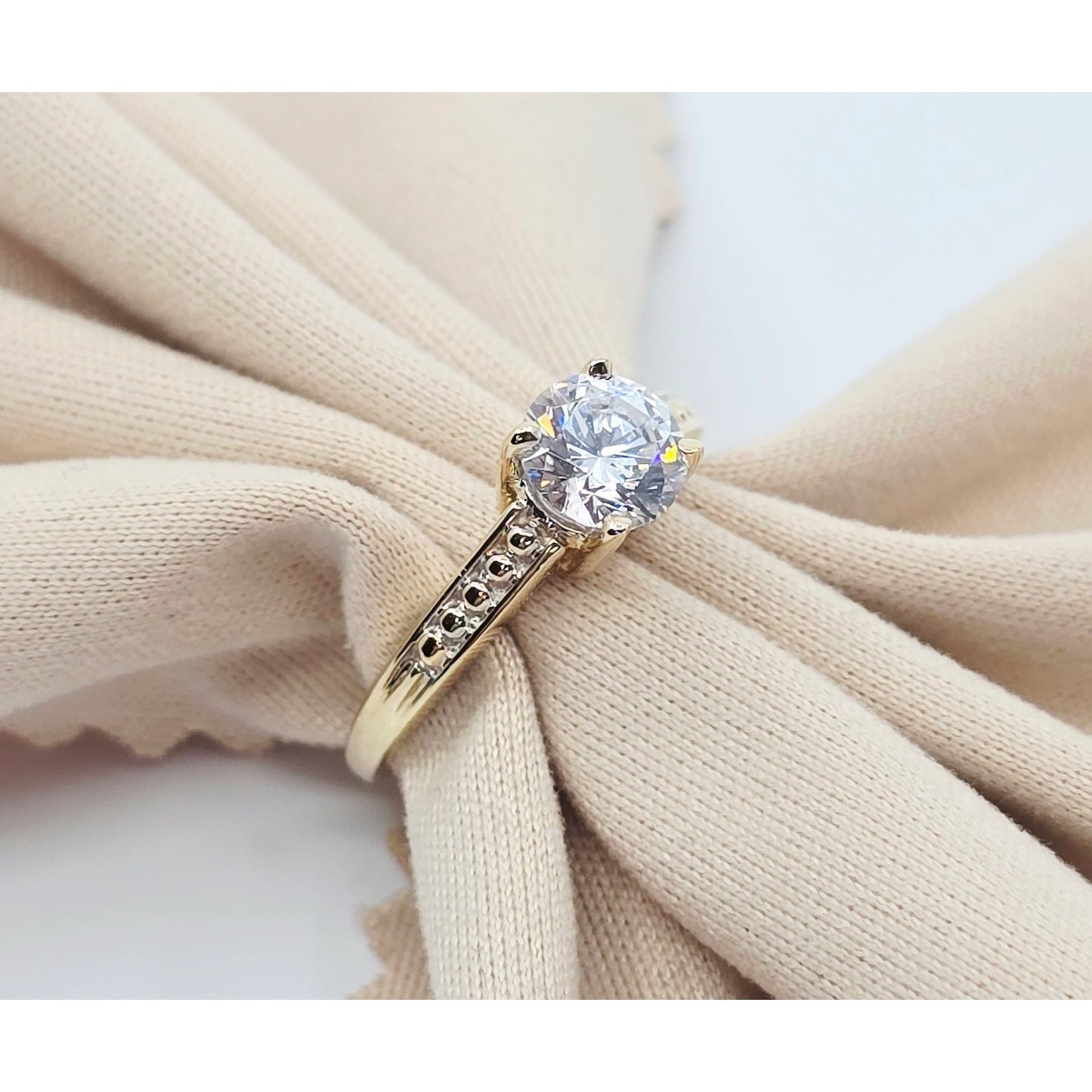 10K Yellow Gold Ladies CZ Engagement Ring