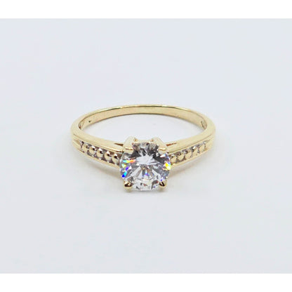 10K Yellow Gold Ladies CZ Engagement Ring