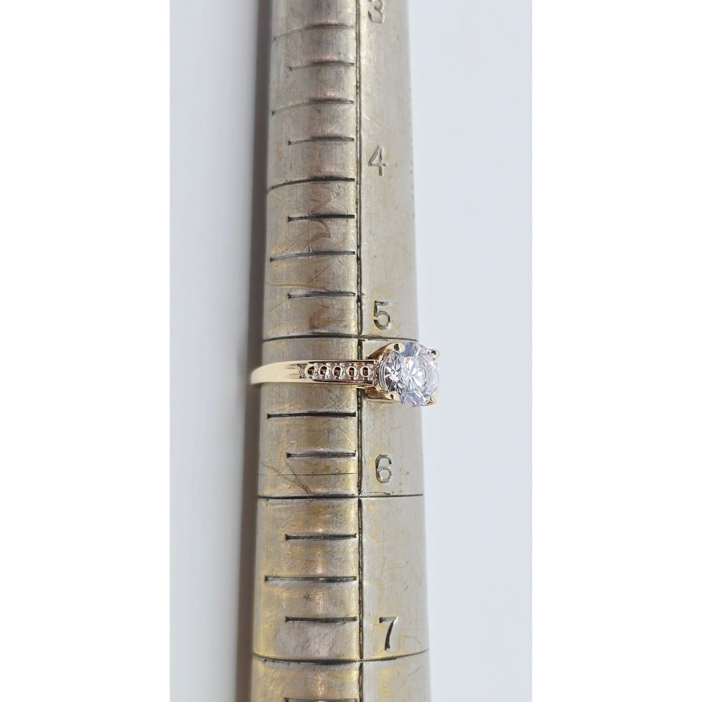 10K Yellow Gold Ladies CZ Engagement Ring