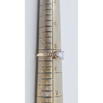 10K Yellow Gold Ladies CZ Engagement Ring