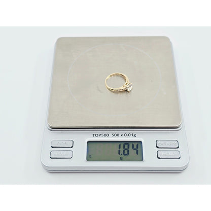 10K Yellow Gold Ladies CZ Engagement Ring