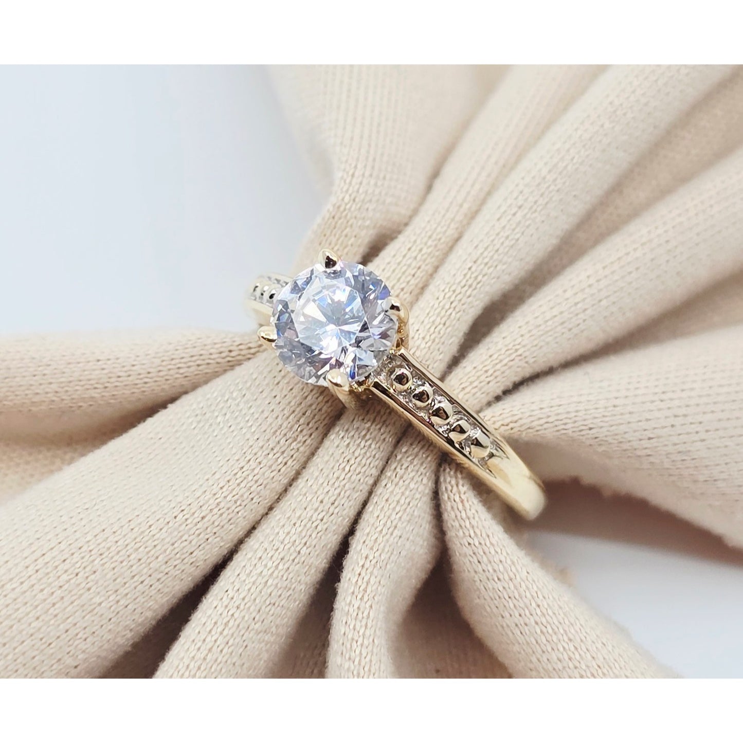 10K Yellow Gold Ladies CZ Engagement Ring