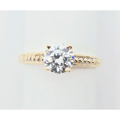 10K Yellow Gold Ladies CZ Engagement Ring