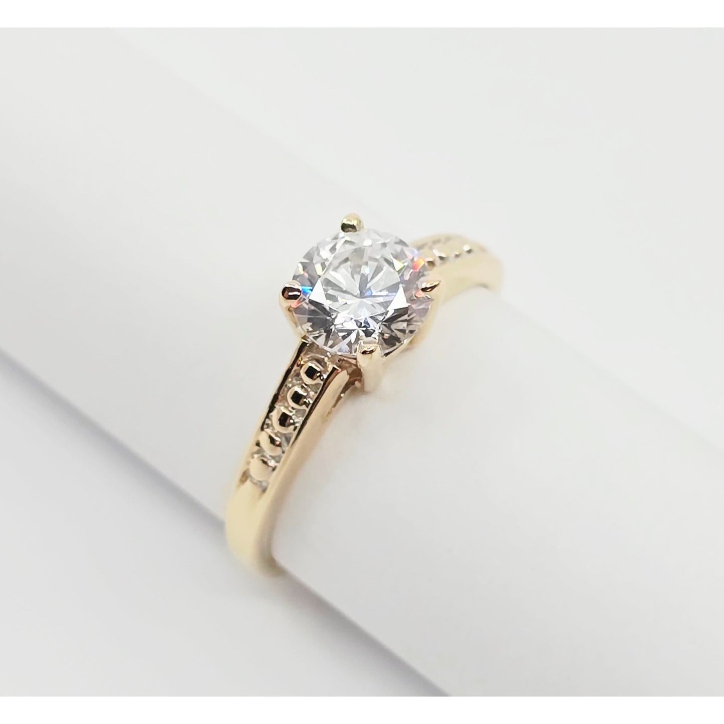 10K Yellow Gold Ladies CZ Engagement Ring