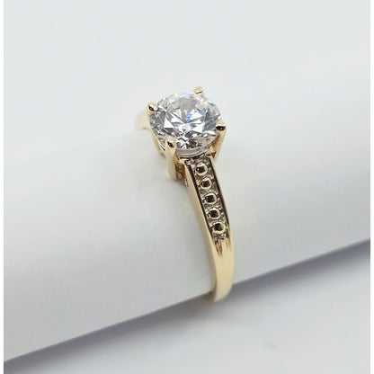 10K Yellow Gold Ladies CZ Engagement Ring