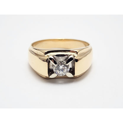 14K Two Tone Gold Diamond Men's Ring
