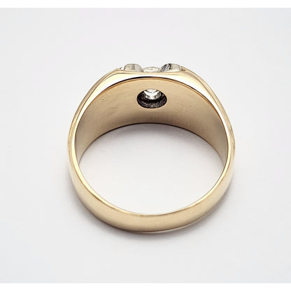 14K Two Tone Gold Diamond Men's Ring