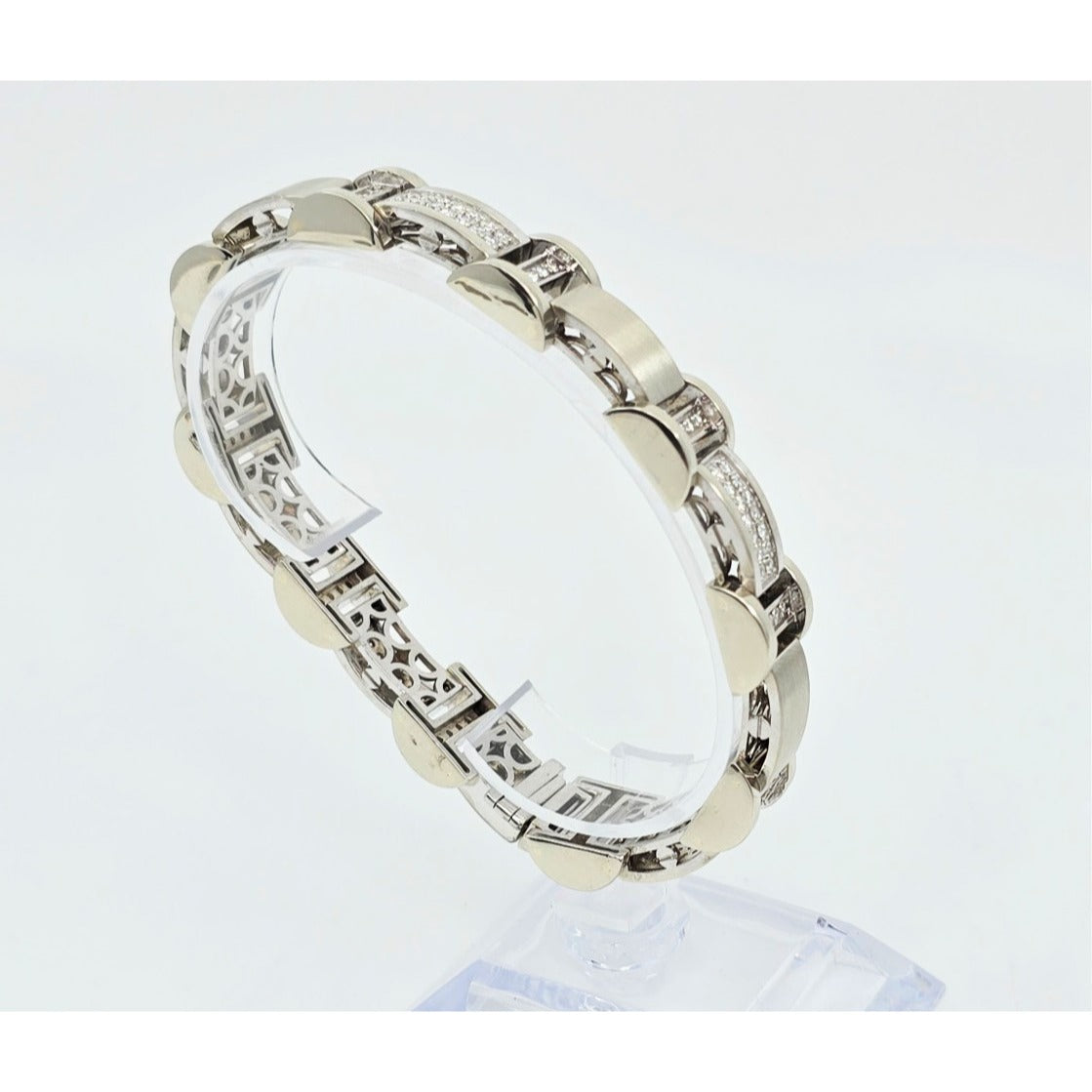 Fancy 14K White Gold Diamond Custom Link Bracelet