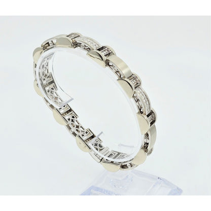 Fancy 14K White Gold Diamond Custom Link Bracelet