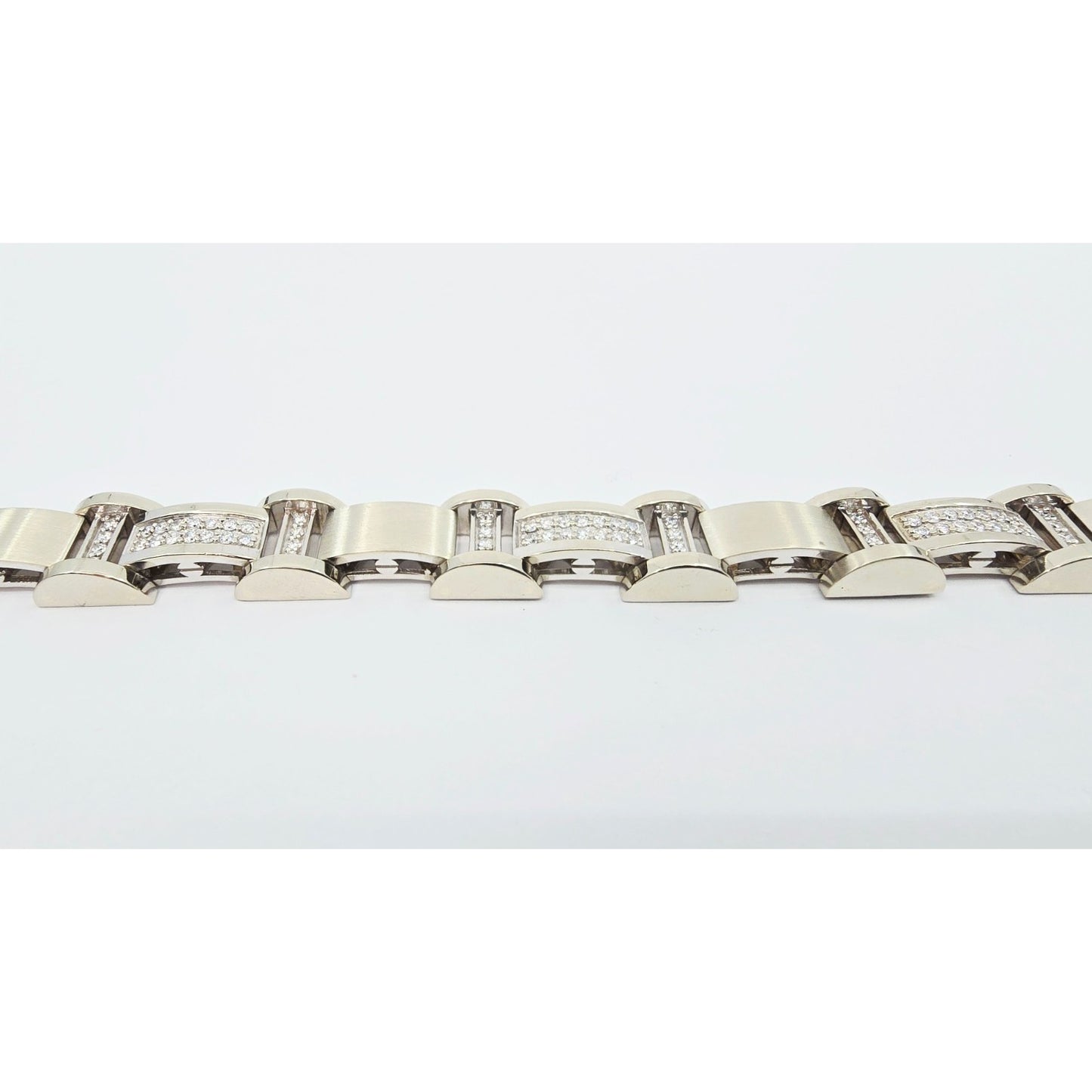 Fancy 14K White Gold Diamond Custom Link Bracelet