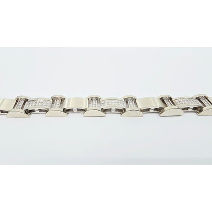 Fancy 14K White Gold Diamond Custom Link Bracelet