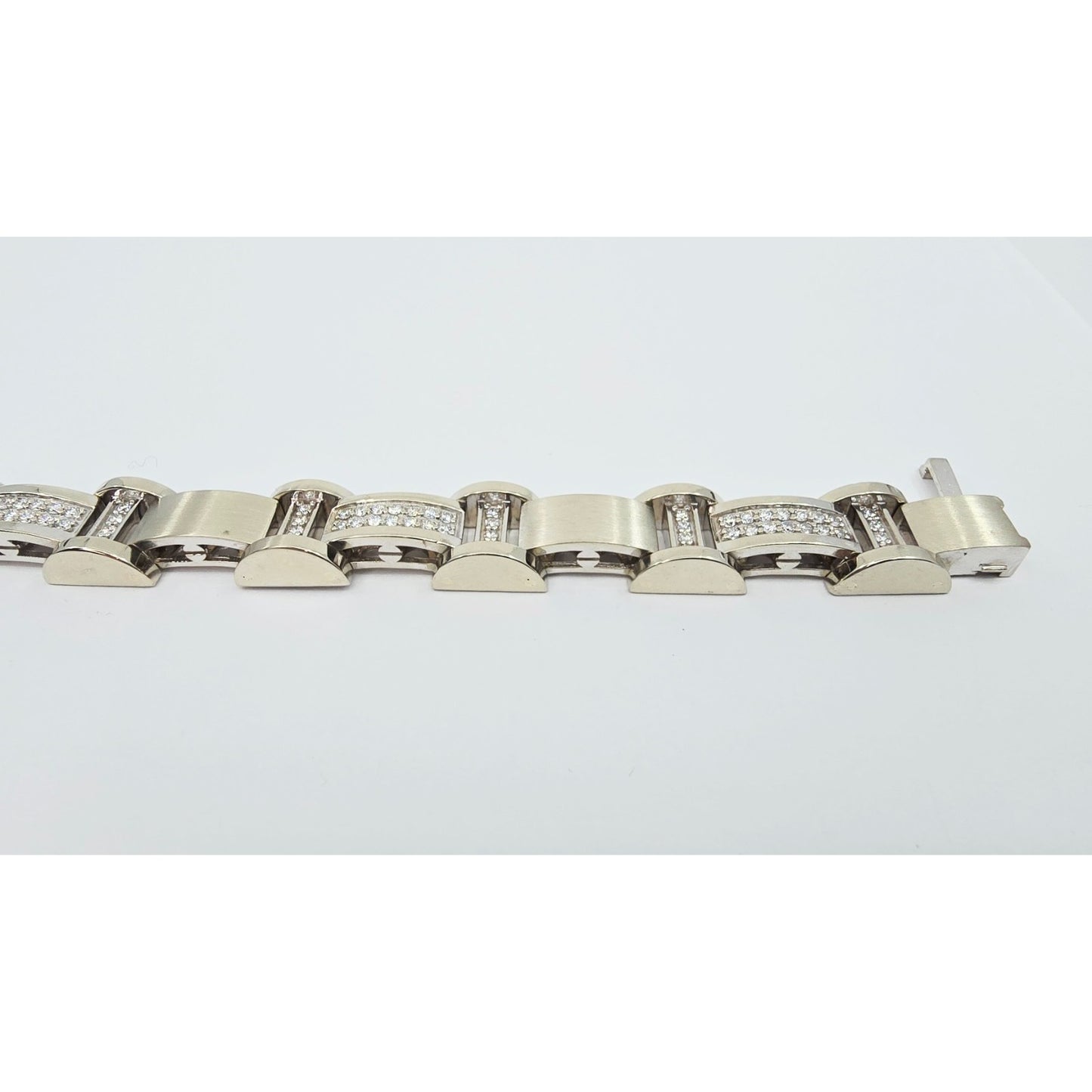 Fancy 14K White Gold Diamond Custom Link Bracelet