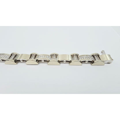Fancy 14K White Gold Diamond Custom Link Bracelet