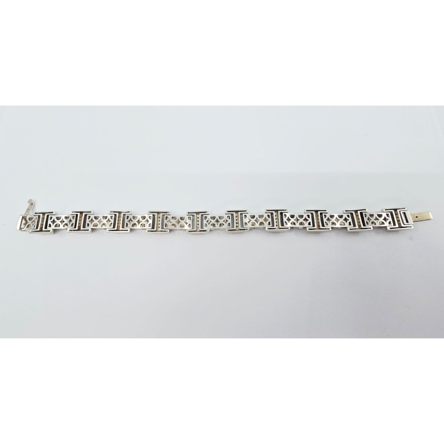 Fancy 14K White Gold Diamond Custom Link Bracelet