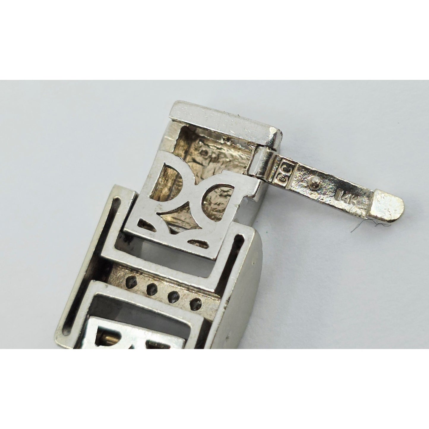 Fancy 14K White Gold Diamond Custom Link Bracelet