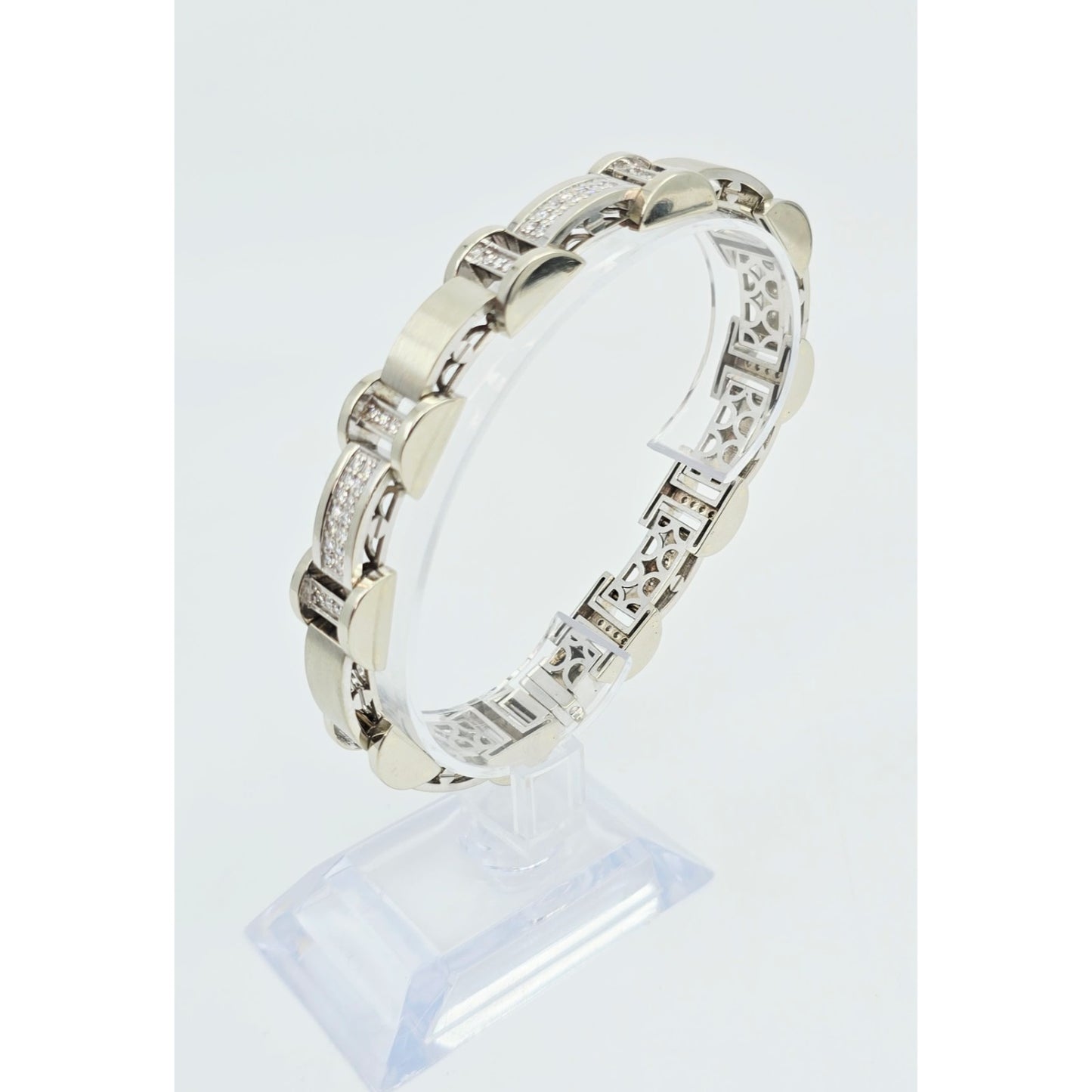 Fancy 14K White Gold Diamond Custom Link Bracelet