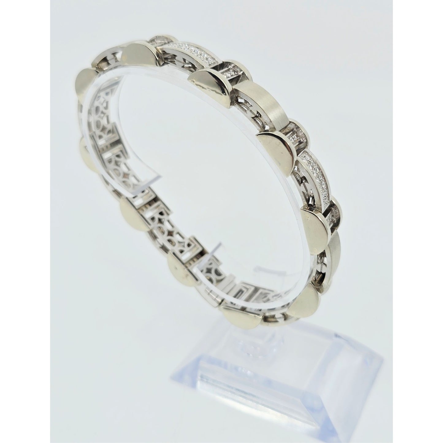 Fancy 14K White Gold Diamond Custom Link Bracelet