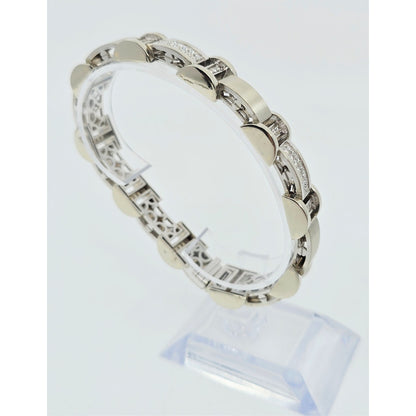 Fancy 14K White Gold Diamond Custom Link Bracelet