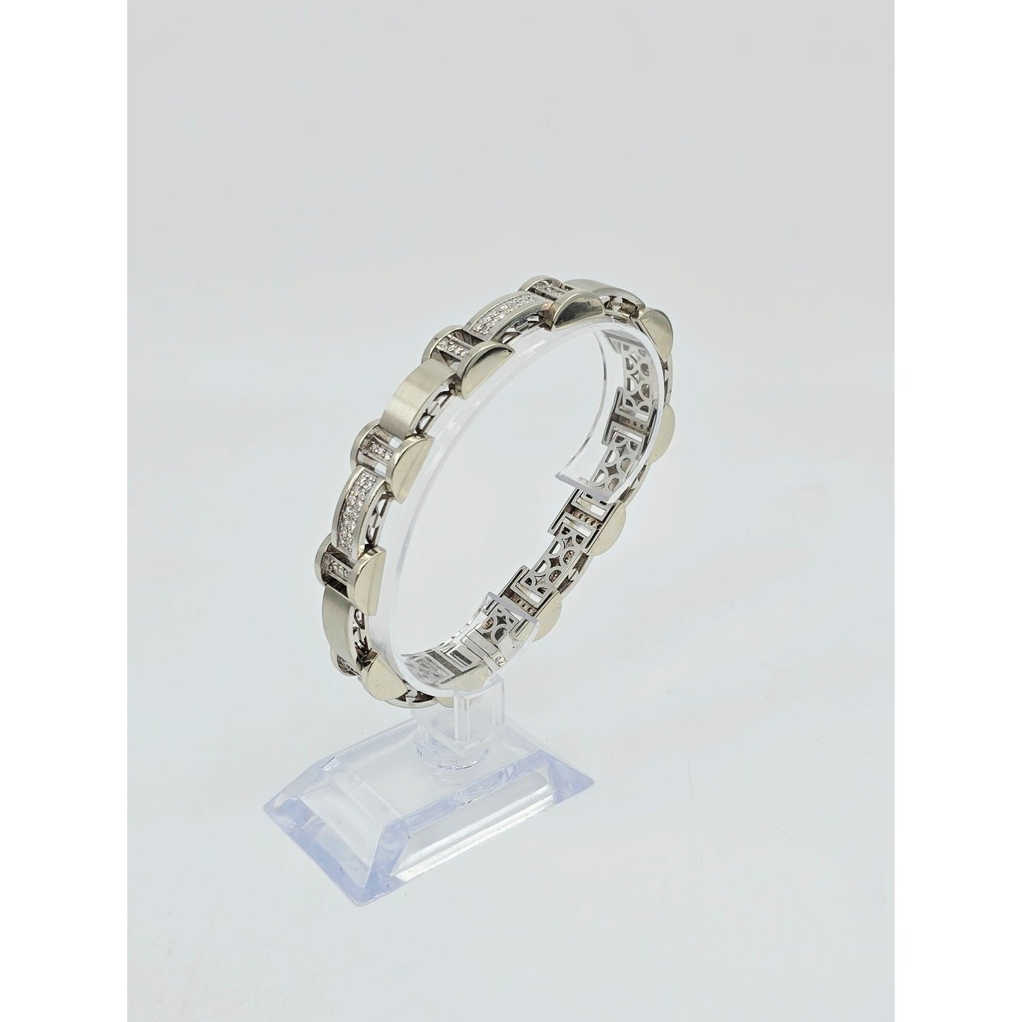 Fancy 14K White Gold Diamond Custom Link Bracelet
