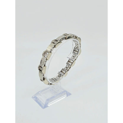 Fancy 14K White Gold Diamond Custom Link Bracelet