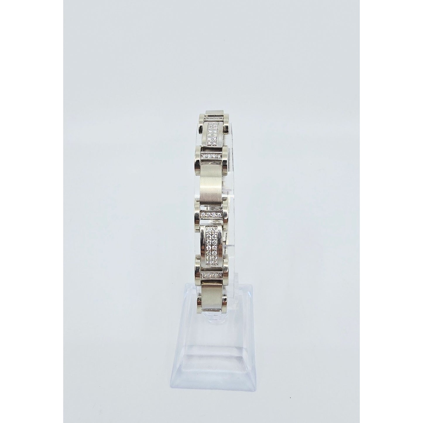 Fancy 14K White Gold Diamond Custom Link Bracelet