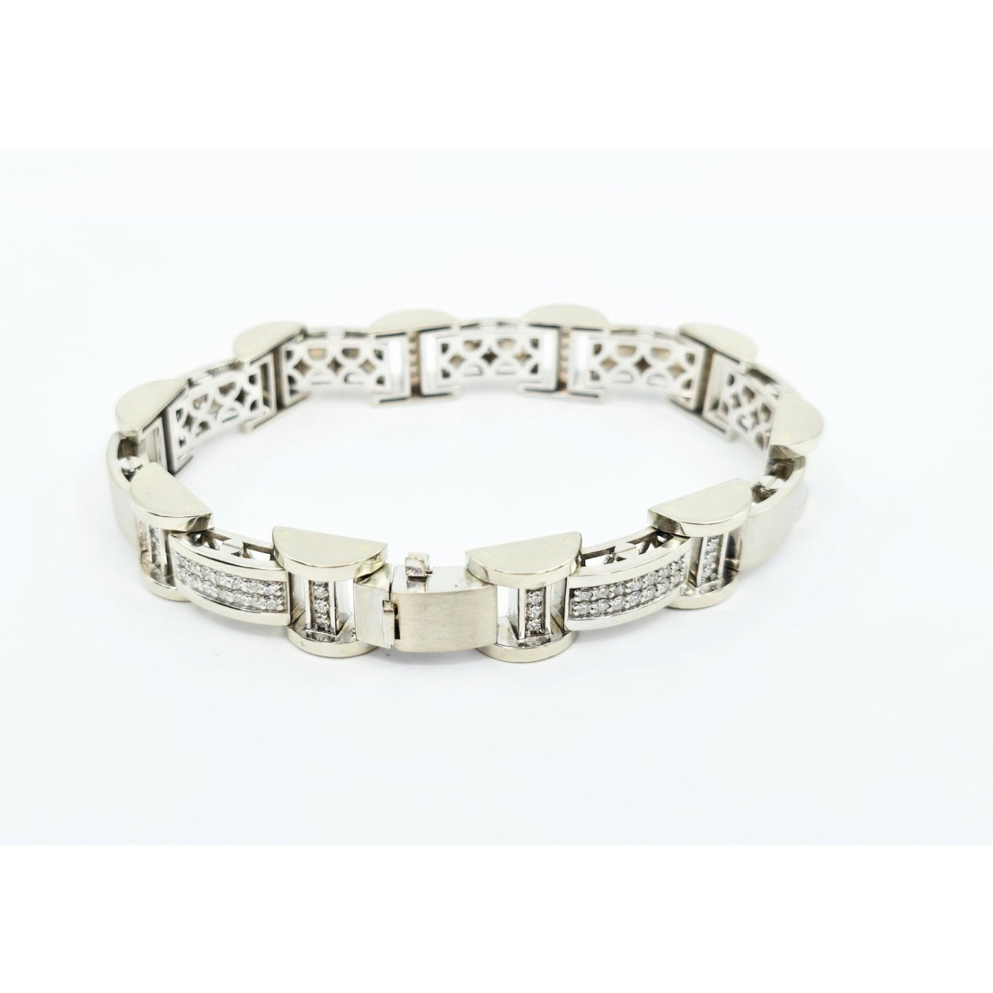 Fancy 14K White Gold Diamond Custom Link Bracelet