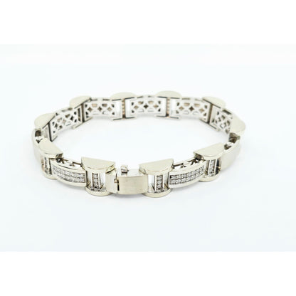 Fancy 14K White Gold Diamond Custom Link Bracelet