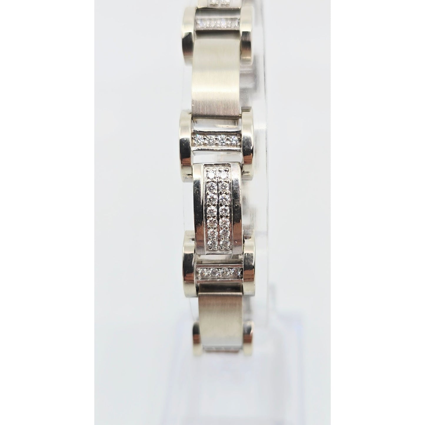Fancy 14K White Gold Diamond Custom Link Bracelet