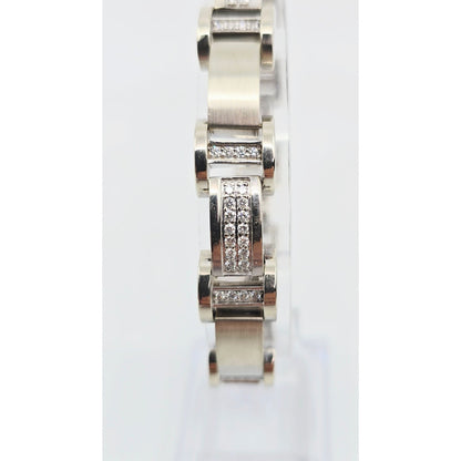 Fancy 14K White Gold Diamond Custom Link Bracelet