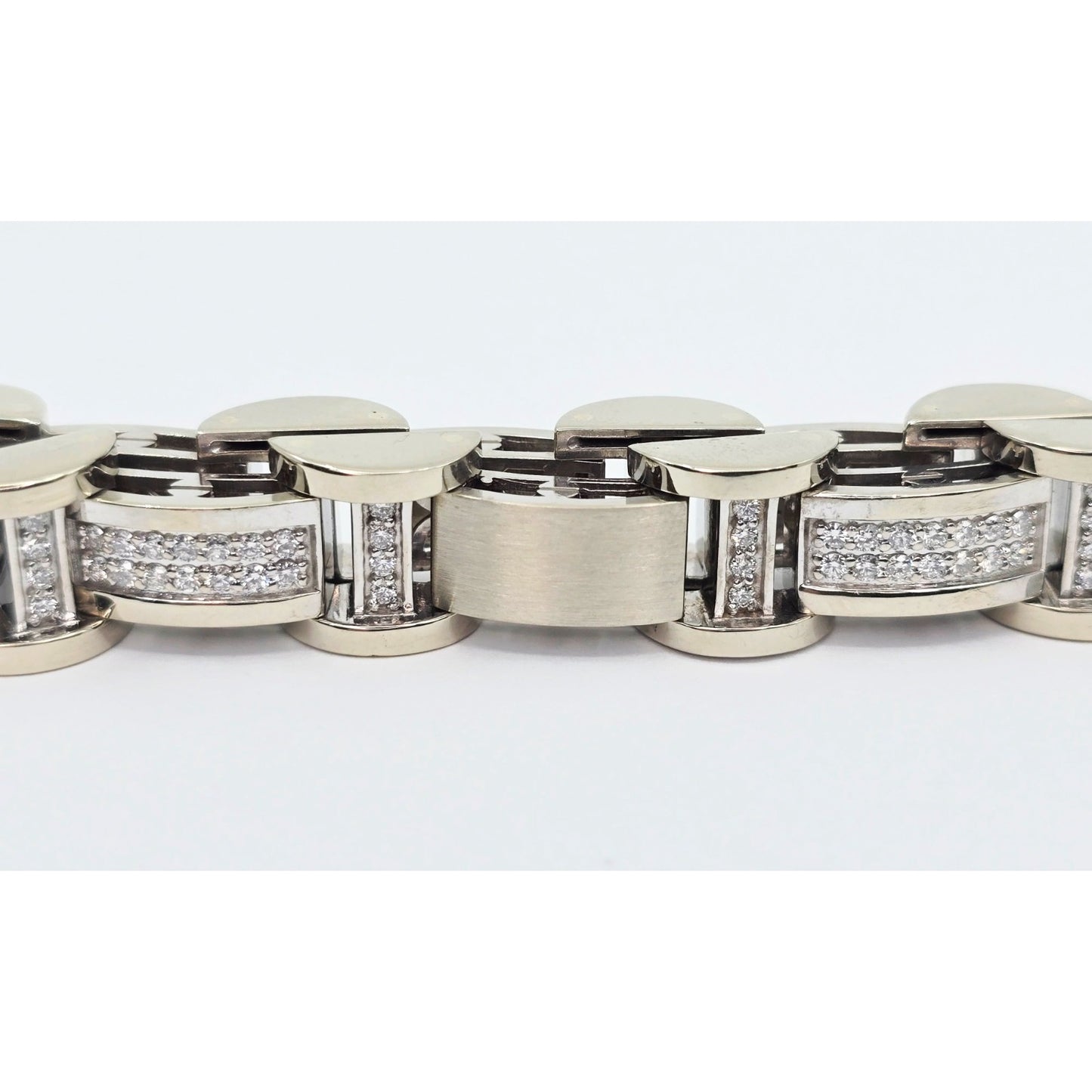 Fancy 14K White Gold Diamond Custom Link Bracelet