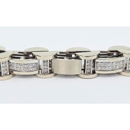 Fancy 14K White Gold Diamond Custom Link Bracelet