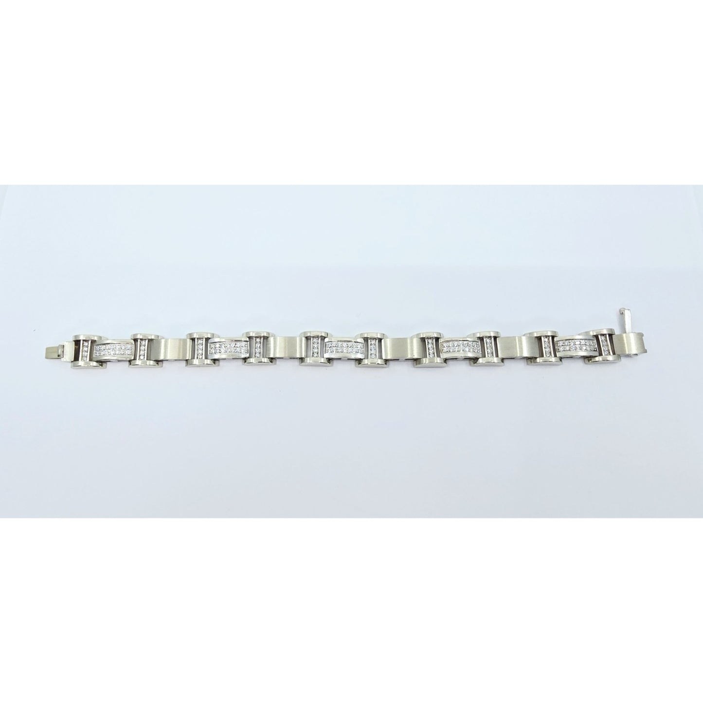 Fancy 14K White Gold Diamond Custom Link Bracelet