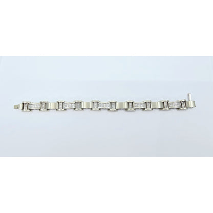 Fancy 14K White Gold Diamond Custom Link Bracelet