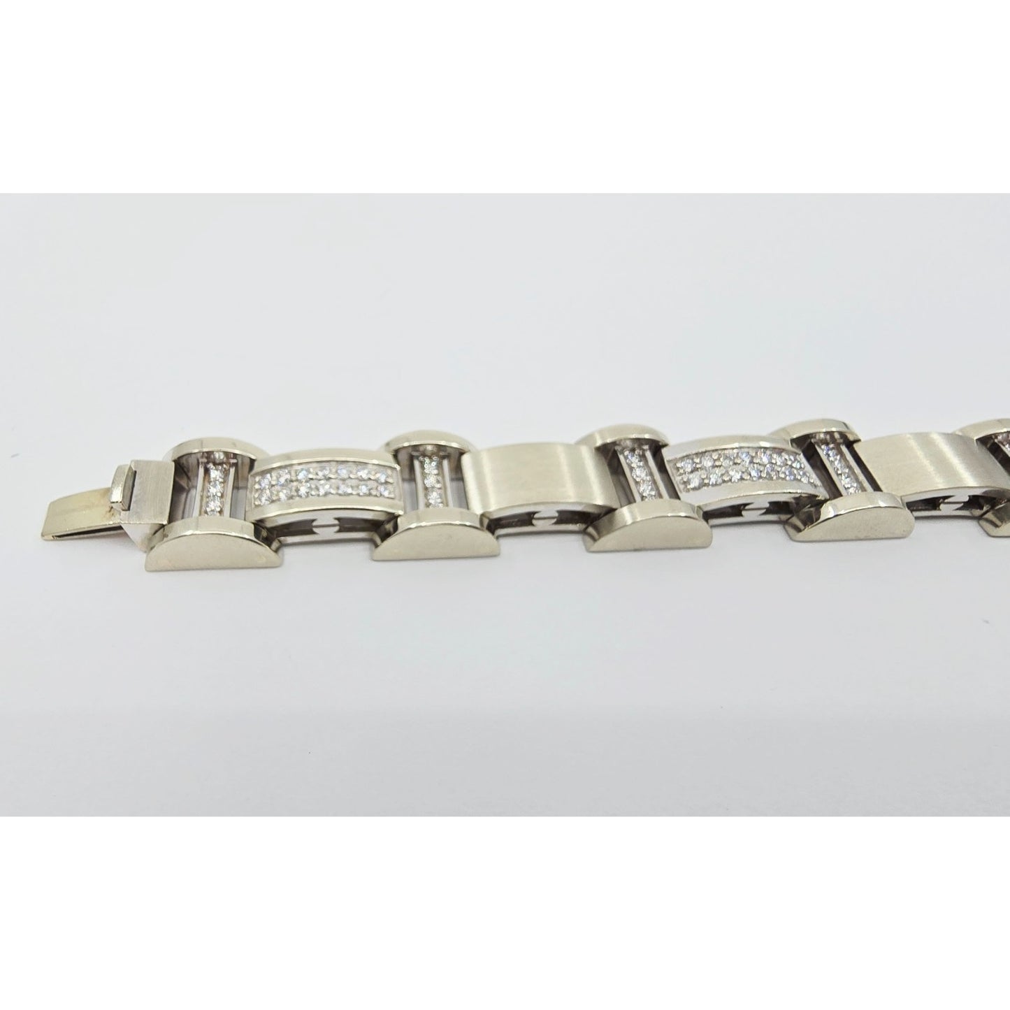 Fancy 14K White Gold Diamond Custom Link Bracelet