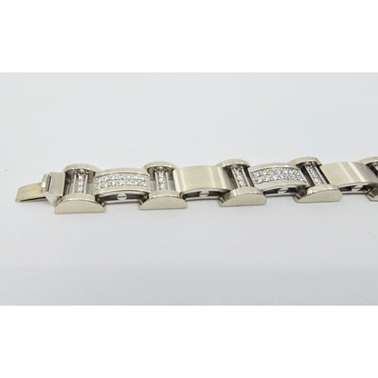 Fancy 14K White Gold Diamond Custom Link Bracelet
