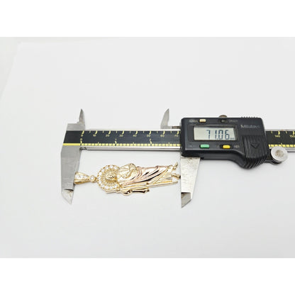 Large 14K Two Tone Gold Saint Jude CZ Charm Pendant