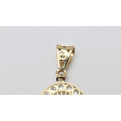 Large 14K Two Tone Gold Saint Jude CZ Charm Pendant