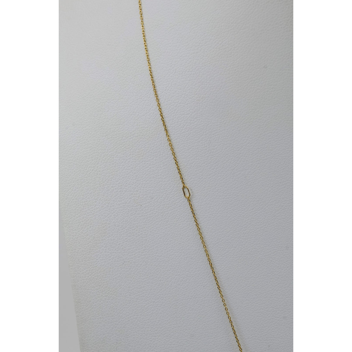 Thin 14K Yellow Gold Round & Baguette Diamond Cross Pendant Resizable Necklace