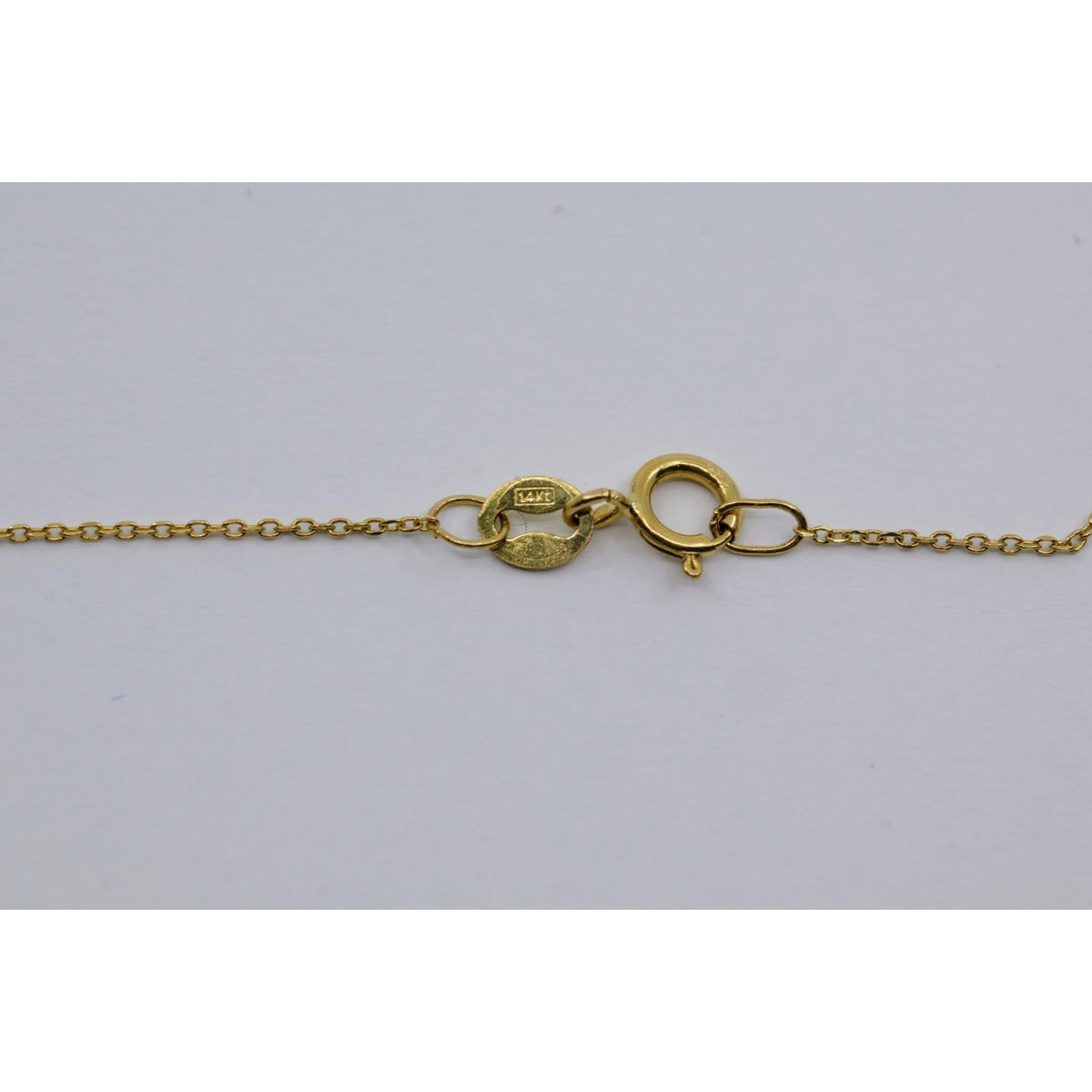 Thin 14K Yellow Gold Round & Baguette Diamond Cross Pendant Resizable Necklace