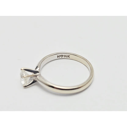 Magic Glo 14K White Gold Engagement Wedding Solitaire Round Cut Diamond Ring