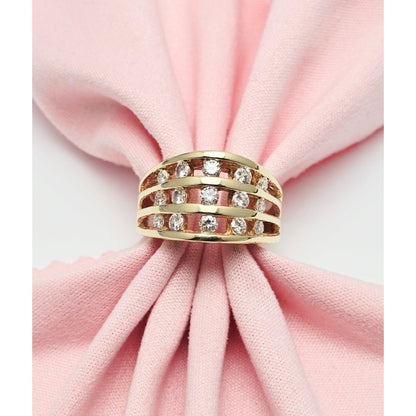 14K Yellow Gold Channel Set Round Diamond Ring