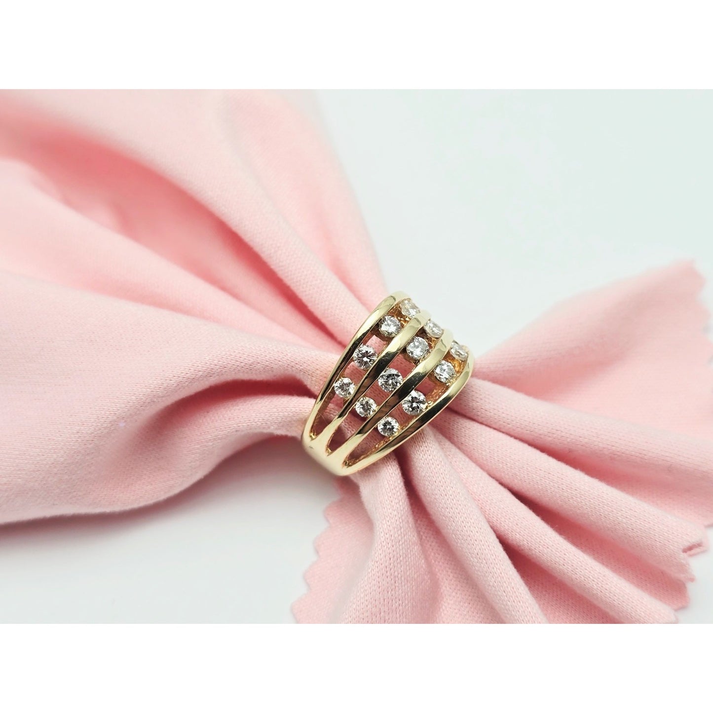 14K Yellow Gold Channel Set Round Diamond Ring